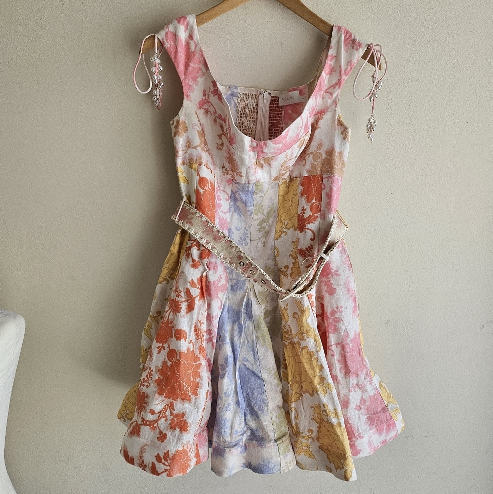 SOLD Zimmermann Postcard Spliced Mini Dress - Picture 3 of 8